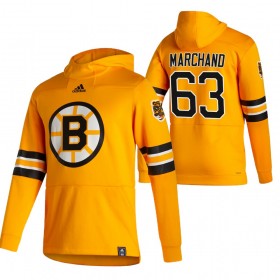 Miesten NHL Boston Bruins Brad Marchand 63 2020-2021 Reverse Retro Pullover Hooded Sweatshirt
